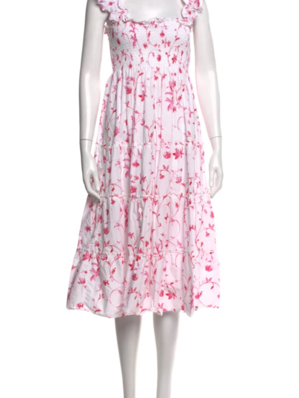 Hill House Pink and White Floral Smocked Tiered Dress
